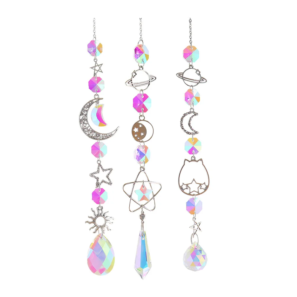 Crystal Wind Chime Prism Catchers Hanging Ornament Curtain Garden Pendant