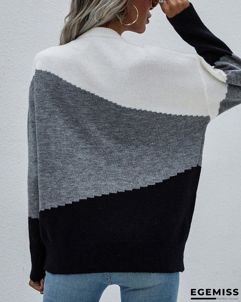 Color Block Drop Shoulder Sweater | EGEMISS