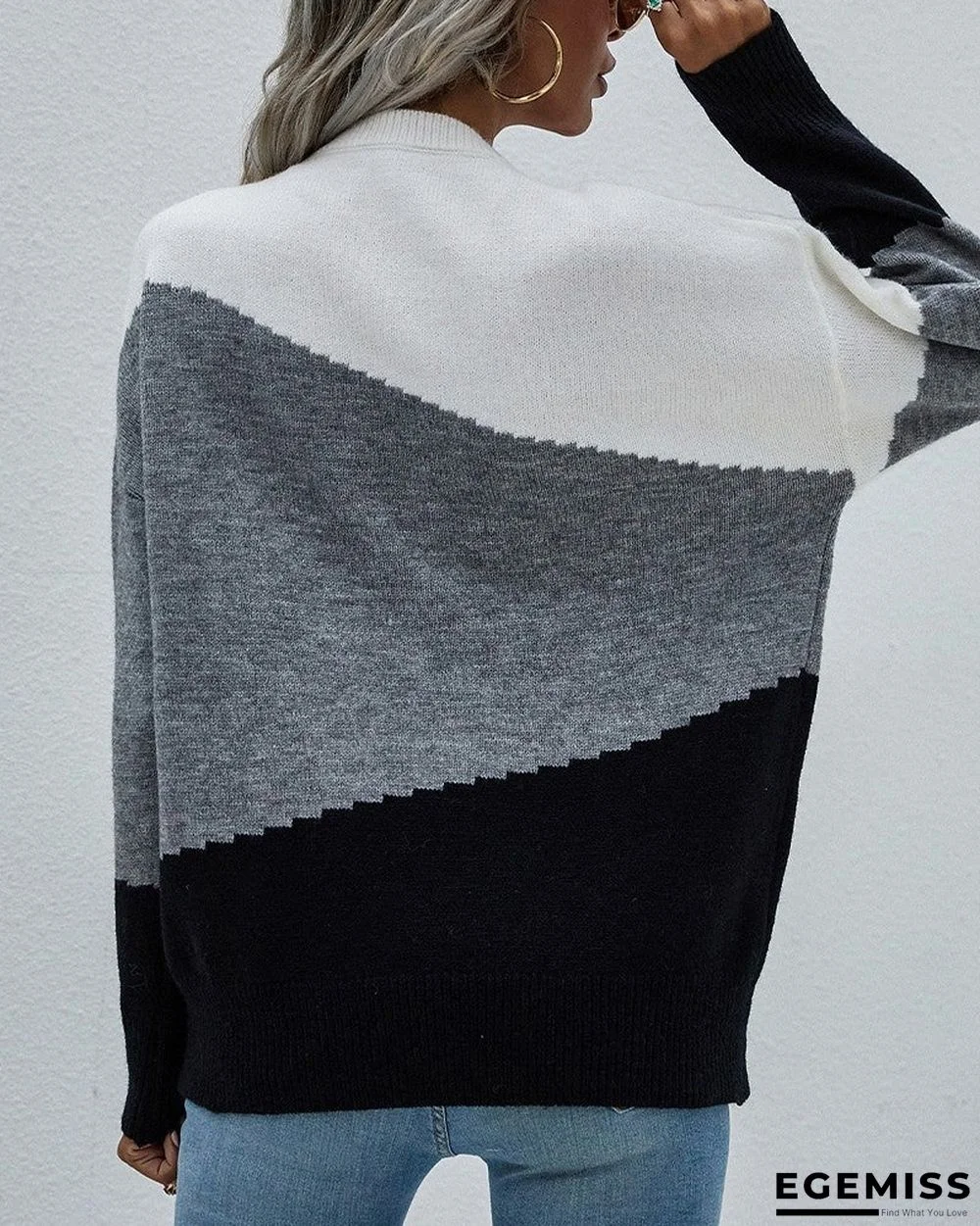 Color Block Drop Shoulder Sweater | EGEMISS