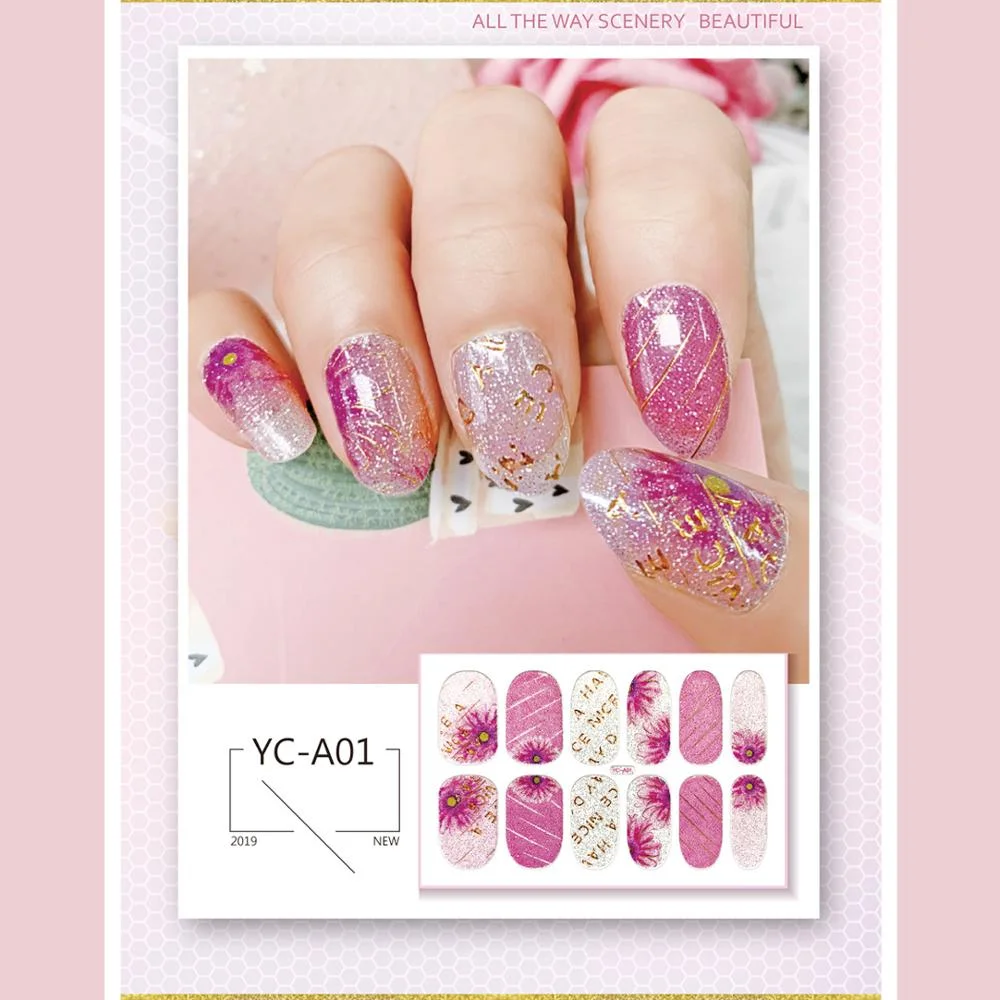 1pc Floral Slider Water Stickers Decal Nail Art Transfer Semi-Transparent Gilt DIY Nail Art Tips Fashion Accessories 1pc