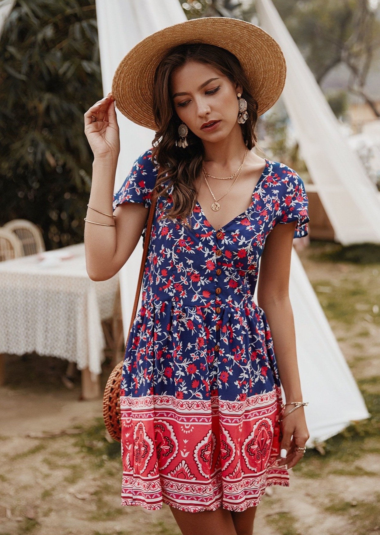 Women Floral Print Mini Dresses 丨August Lemonade