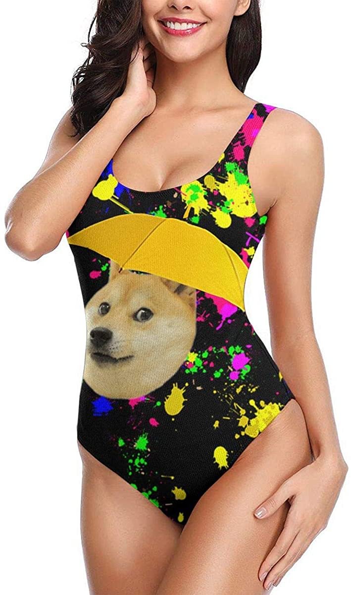 Funny Umbrella Dog One Piece Sexy 3D Print Fake Bikini Swimsuits Bathing Suit Swimwear Beachwear
