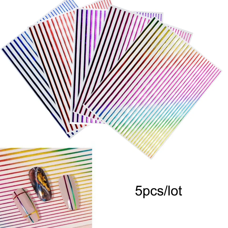 3D Nail Art Stickers Neon Curve Stripe Lines Tips Decals Self Adhesive Striping Transfer Tape Nail Foil DIY Manicure Accessories-Nail Inspo