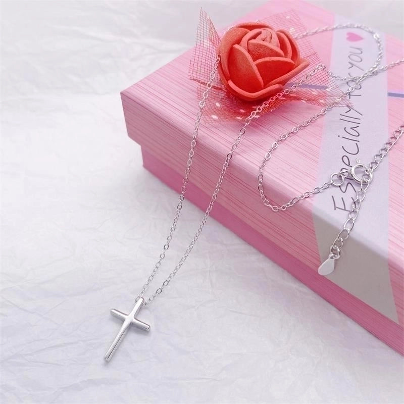 925 Sterling Silver Plating Cross Pendant Necklace