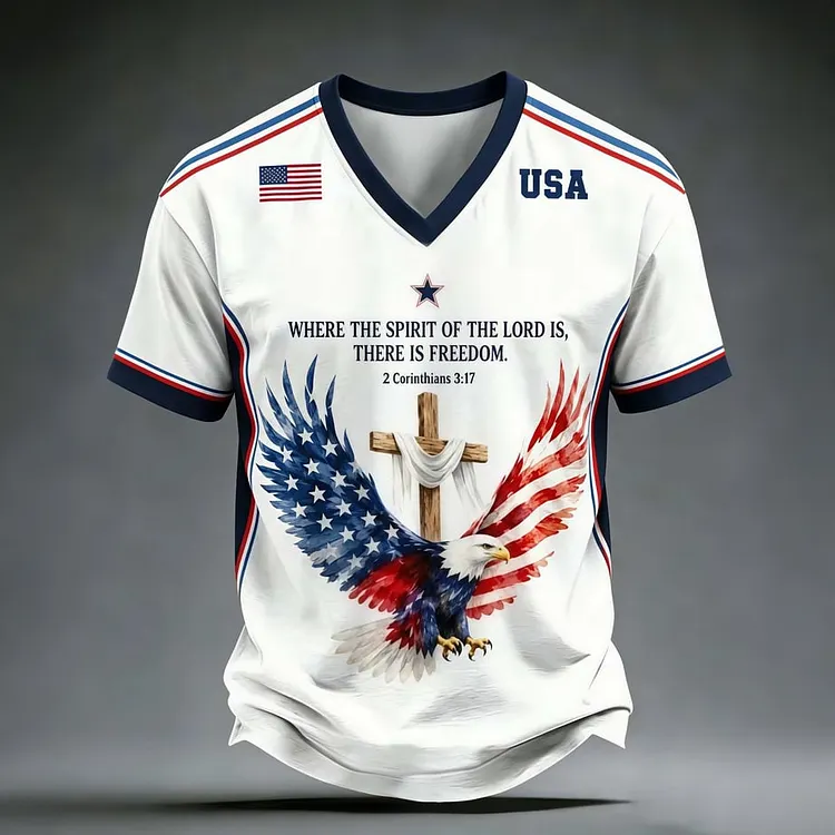 Men's Retro American Eagle Pattern Casual T-shirt