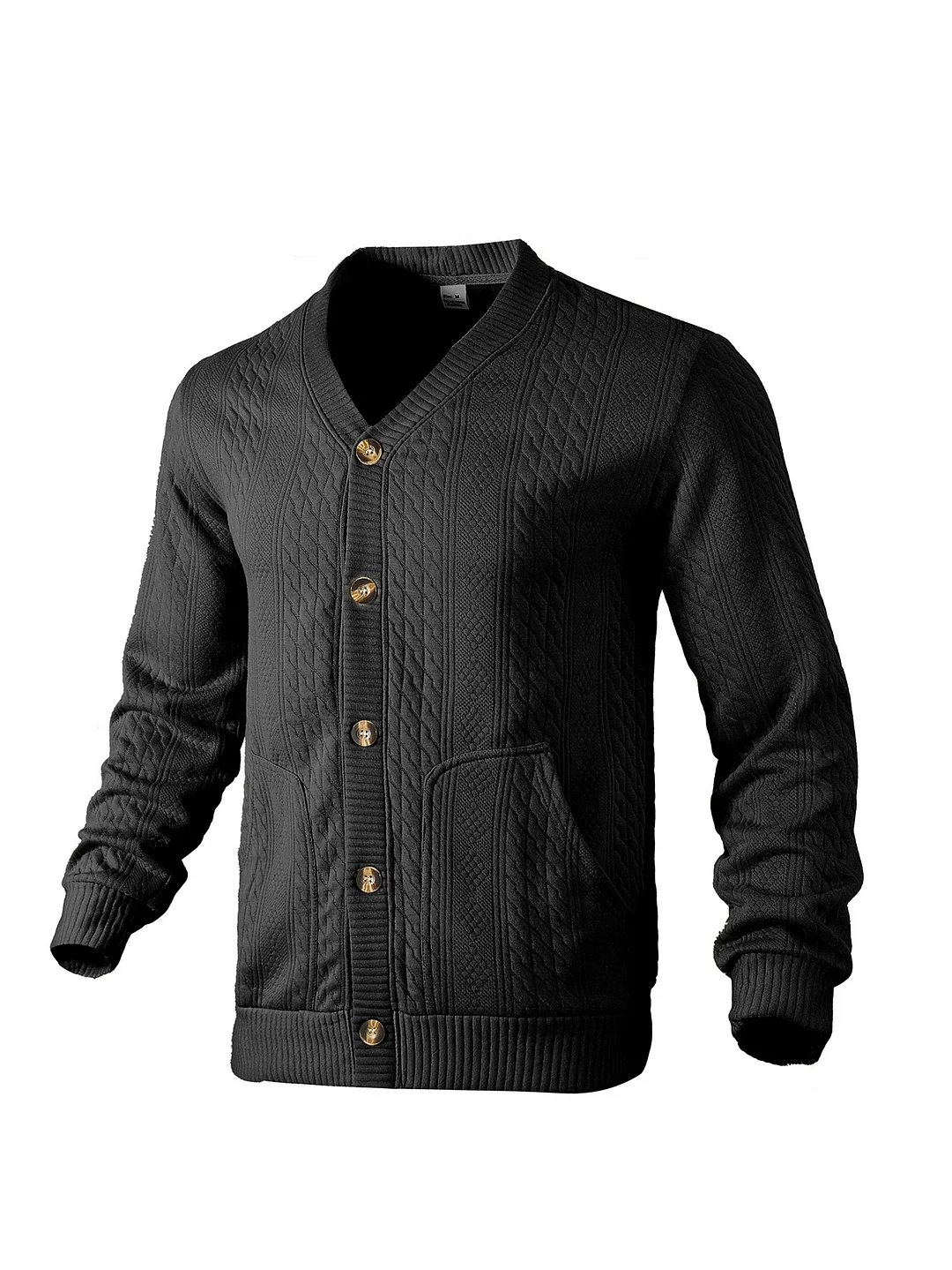 Men's Jacquard Cardigan Button-Up Knitted Slim-Fit Jacket