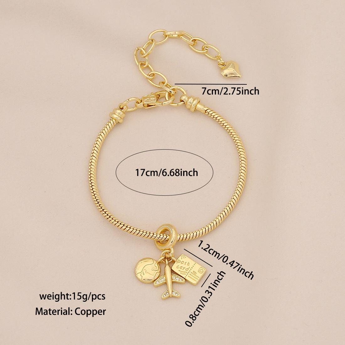 Airplane Luggage Earth Element Bracelet Pando Diy Hand Jewelry B630