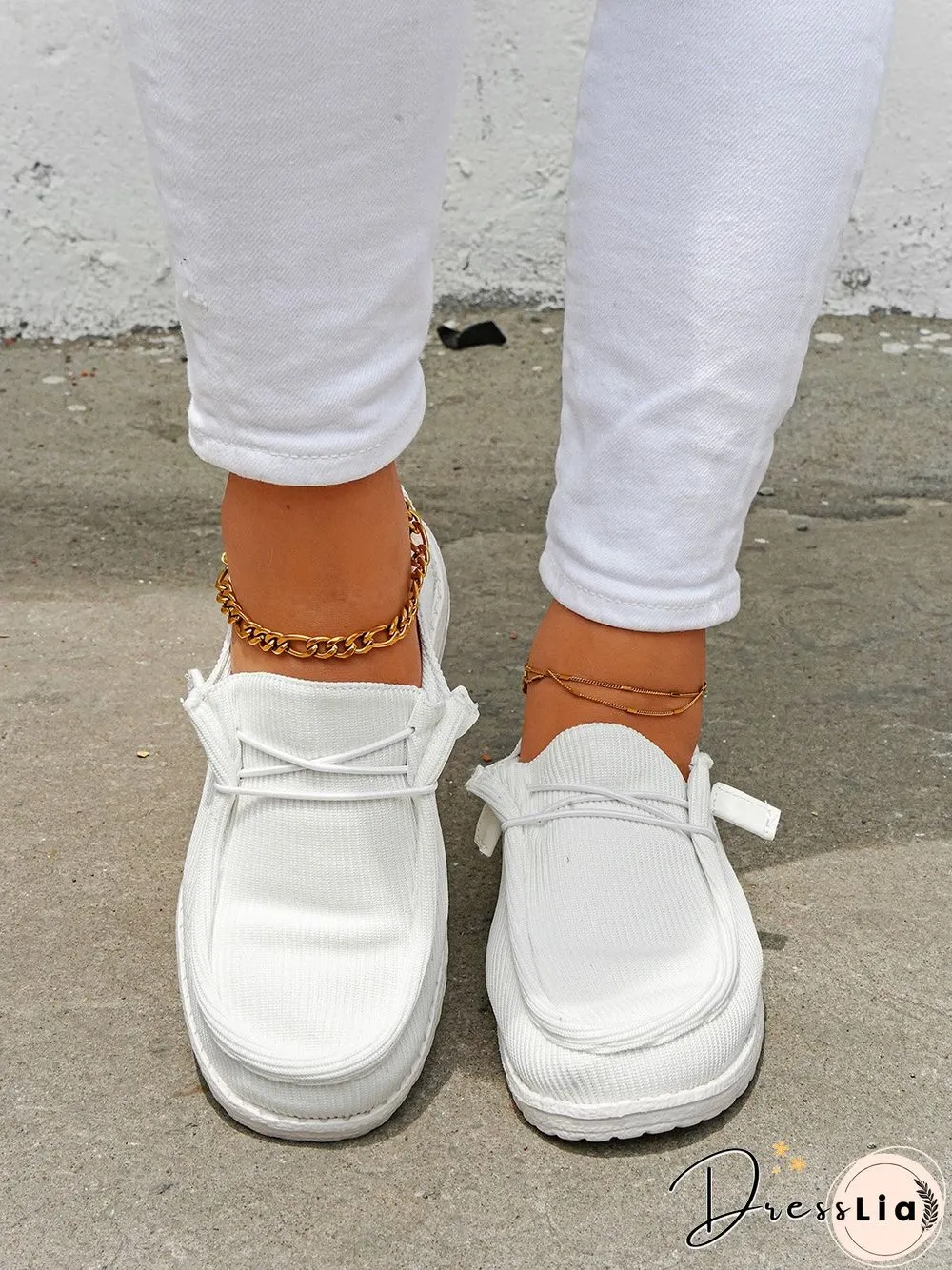 Casual Light Lace Up Flats Canvas Shoes