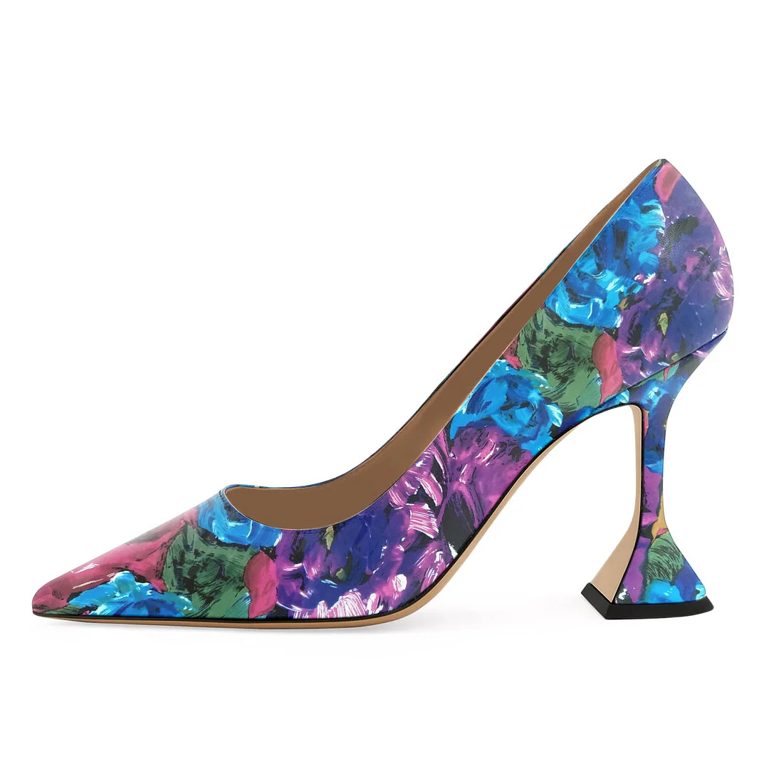 Eye-Catching Colorful Printed Vegan Leather Pointed High Heels
