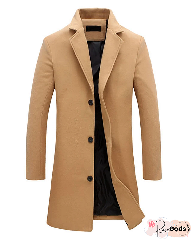 Men's Woolen Coat Large Size Slim Long Trench Coat Fashion Slim Wild Men's Jacket
