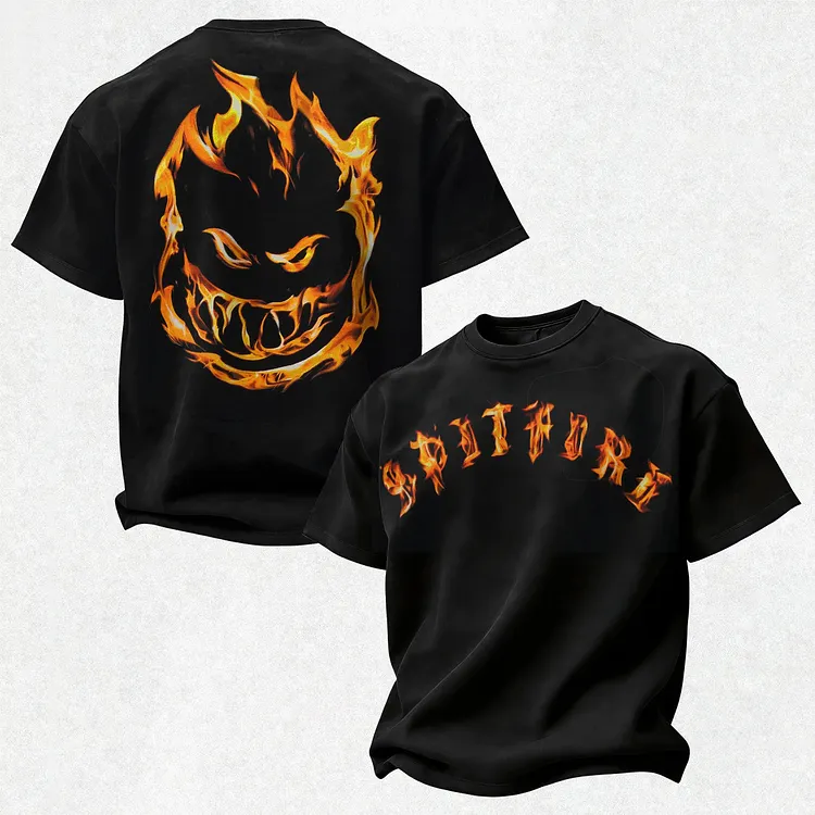 Spitfire Wheels Fire Flame Printed Men's T-shirt