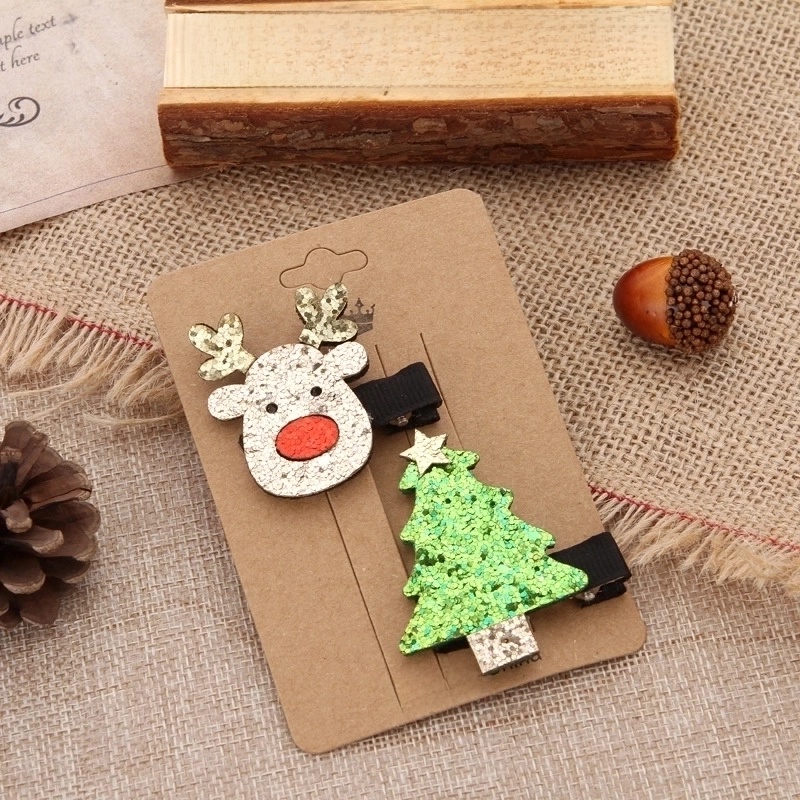 Cartoon Style Christmas Tree Santa Claus Alloy Sequins Hair Clip 2 Pieces