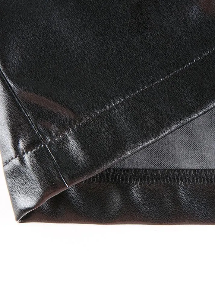 Brownm PU Leather Casual Blazer Jacket