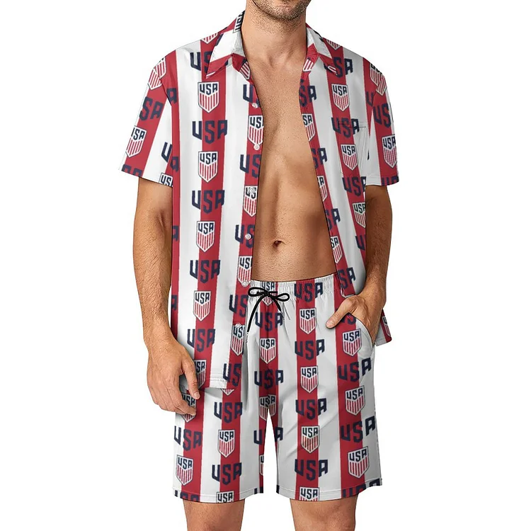 Vereinigten Staaten Lässiges Strandbekleidungsset Kurzärmeliges Hemd Plus Strandhose