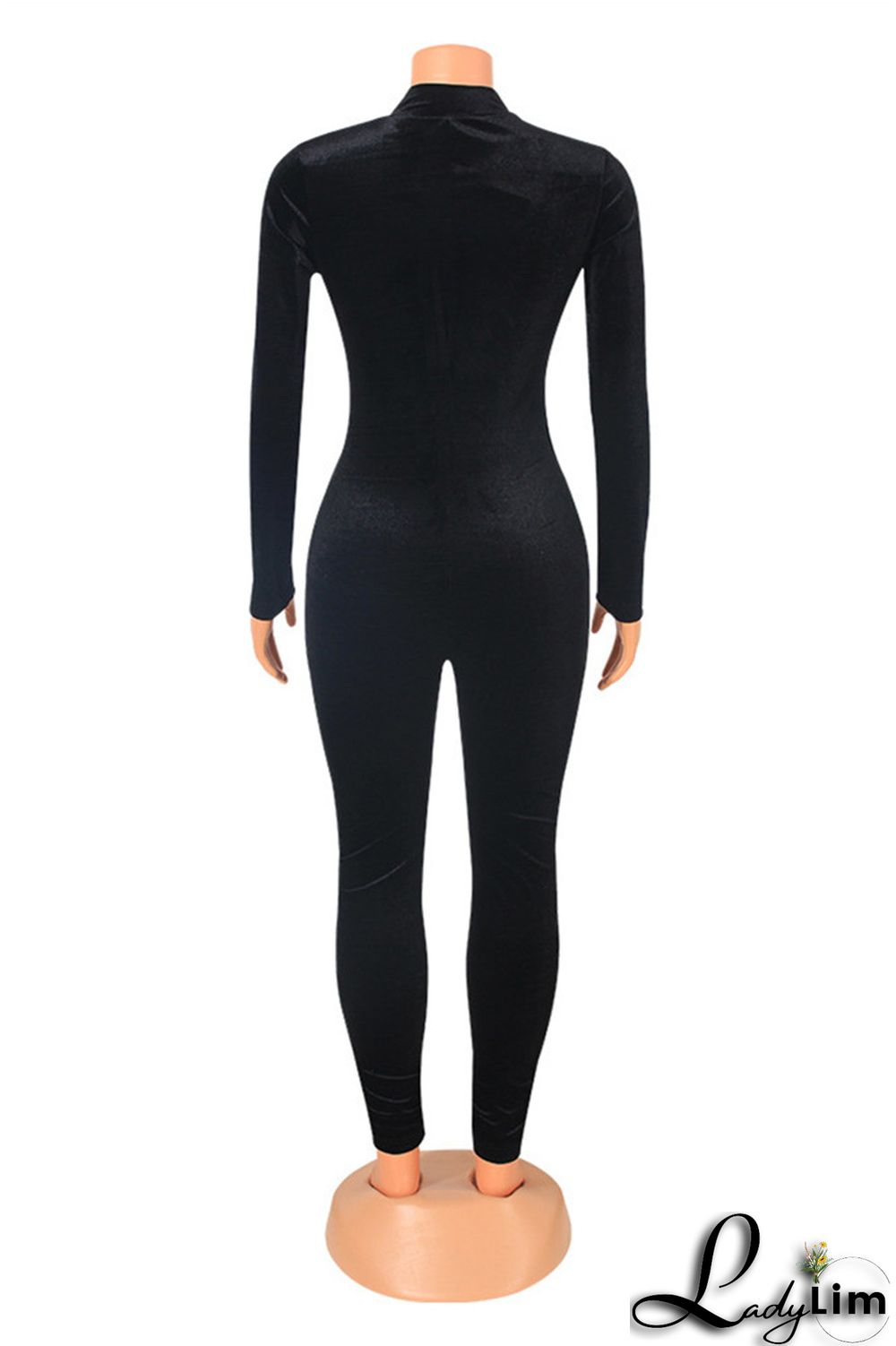 Yellow Fashion Casual Solid Split Joint Zipper Collar Skinny Jumpsuits