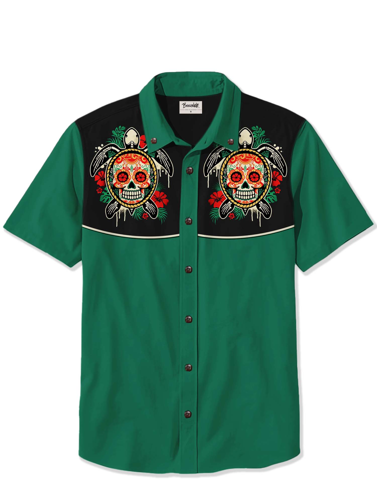 Ocean Turtle Skull And Flower - 100% Cotton Shirt