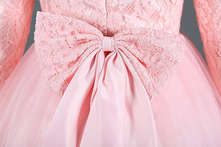 Uveng New Winter Baby Girl Dress 1 year Birthday Dress White Lace Baptism Vestido Infantil Bowknot Princess Dresses for Wedding Party