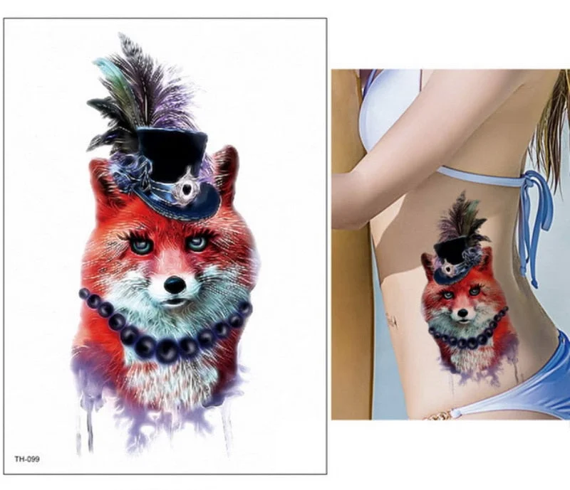 21*15cm NEW Temporary Tattoo Sticker cute leopard wolf tiger animals pattern Waterproof body art fake tattoo women men DIY paint
