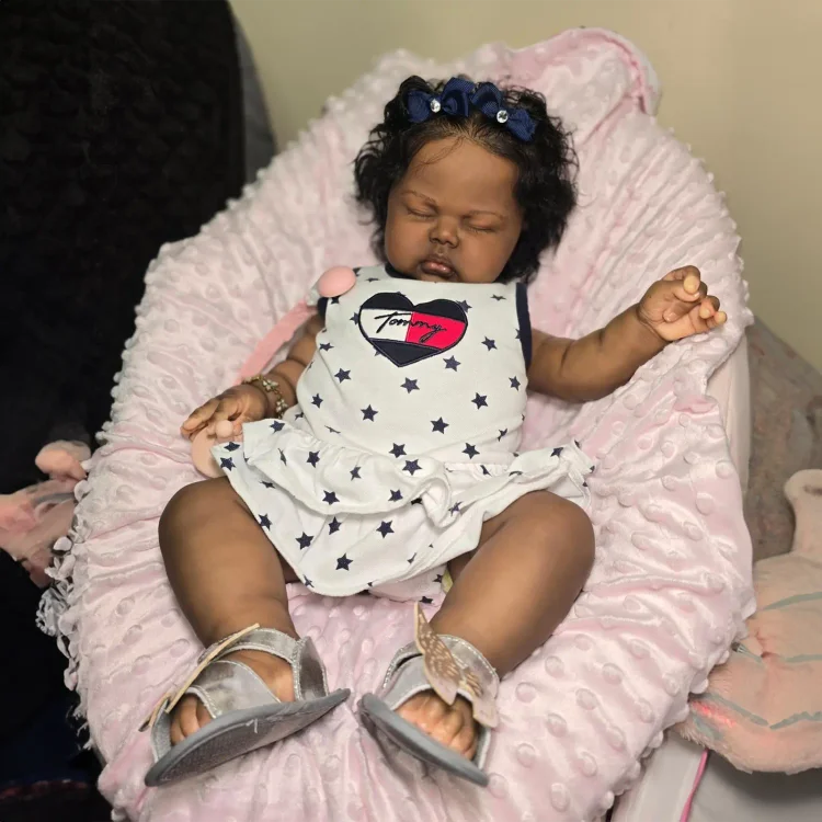 [New] 20" Handmade Lifelike Reborn African American Newborn Baby Sleeping Girl Skridin：Realistic Reborn Baby Dolls By Rsgdolls®