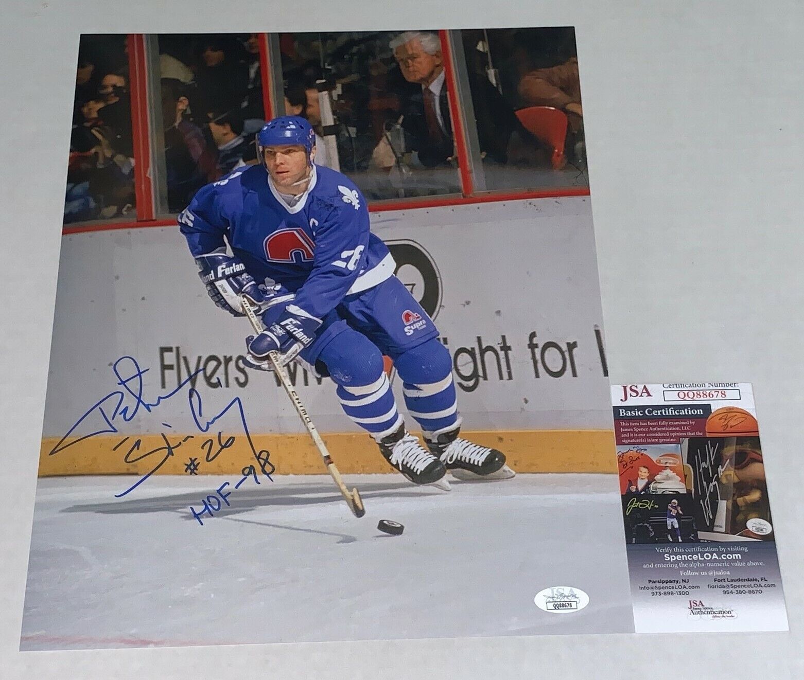 Peter Stastny signed Quebec Nordiques 11x14 Photo Poster painting autographed W/ HOF Inscr. JSA