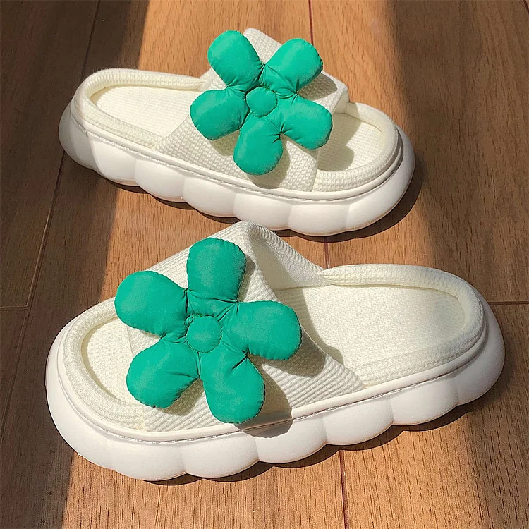 Fashion Green Flower Slippers