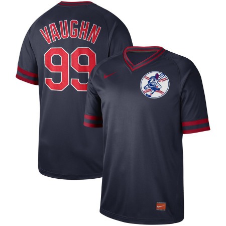 Men's Cleveland indians #99 Rick Vaughn Navy Cooperstown Collection Legend  Stitched MLB Jersey