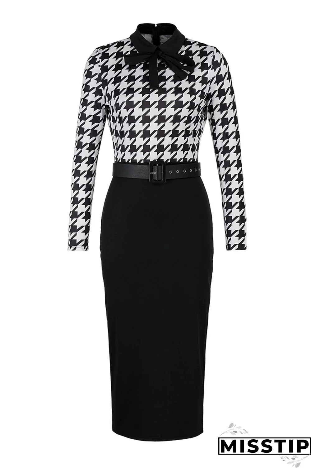 Black khaki Fashion Casual Print Patchwork With Belt Turndown Collar Long Sleeve Dresses