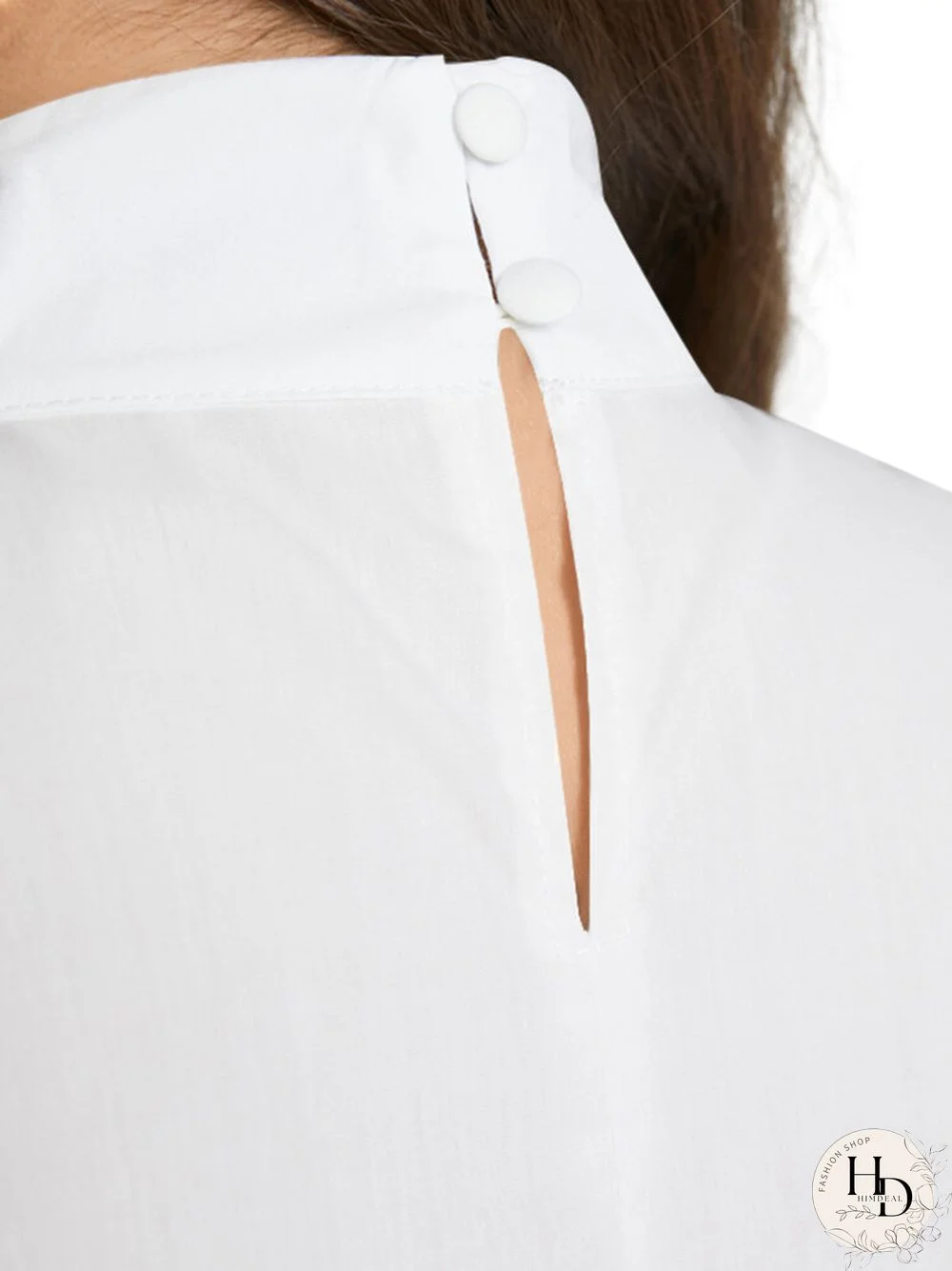 Solid Color Long Lantern Sleeve Ruffle Shirt For Women