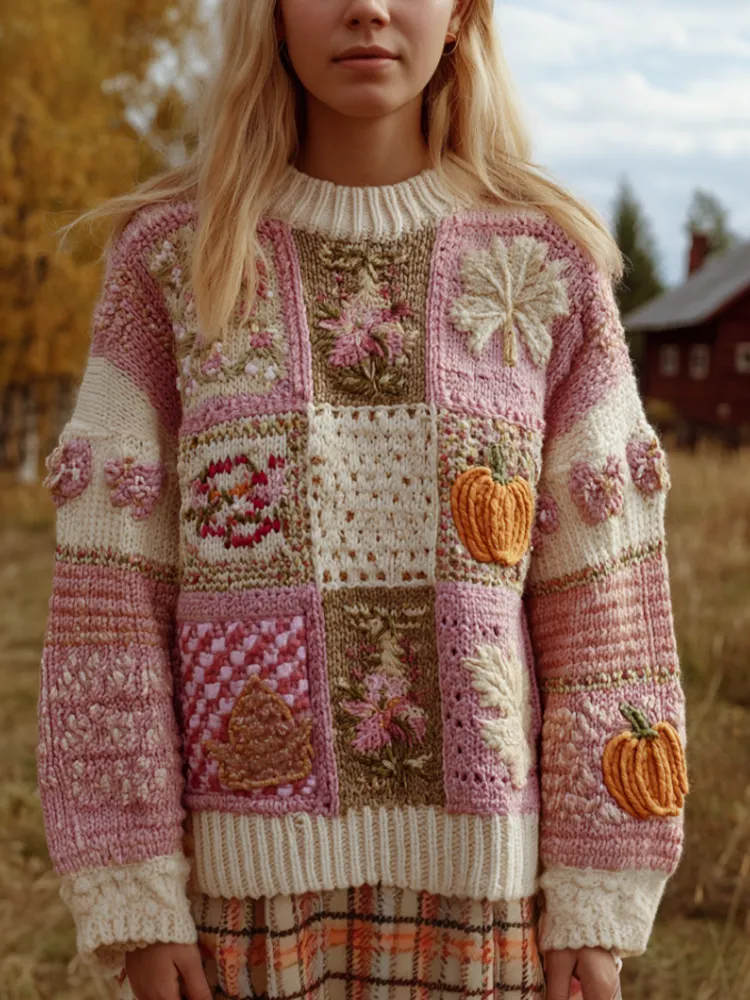 Women's Autumn/winter Thanksgiving Round Neck Warmth-giving Knit Sweater