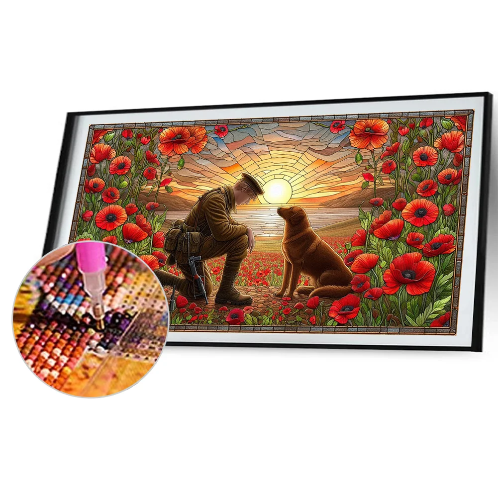 Diamond Painting - Full Round Drill - Warriors and War Dogs(Canvas|70*40cm)