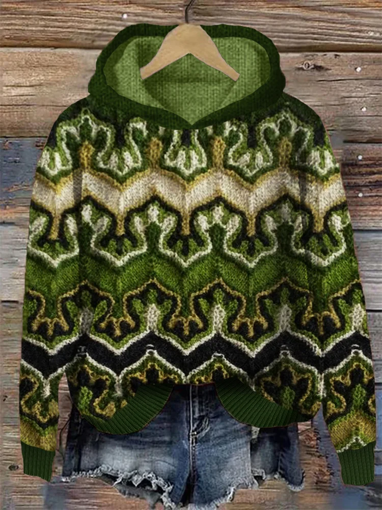 Forest Elf Inspired Crochet Cozy Knit Hoodie