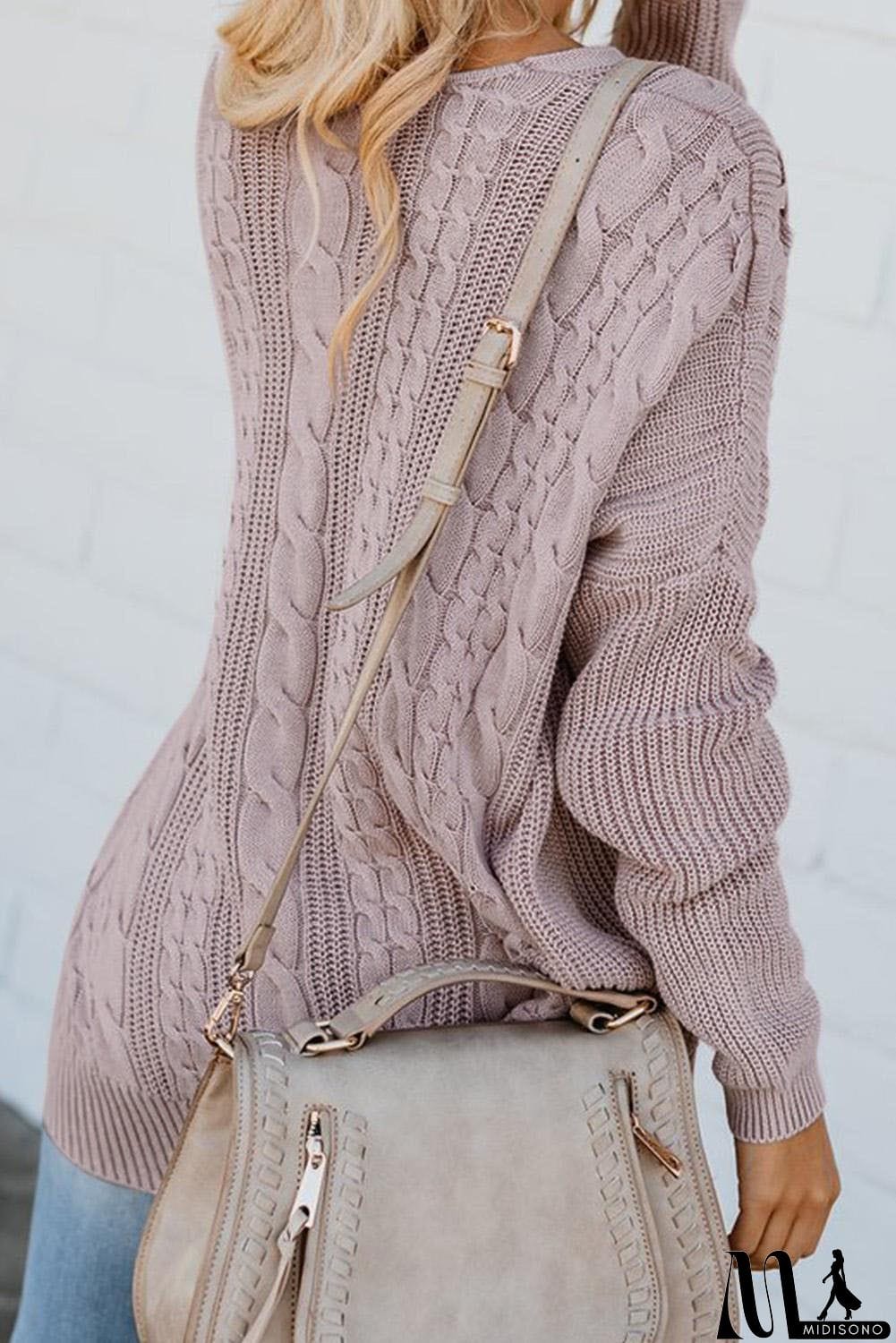 MidiSono - Love Letters Cable Knit Lace Up Sweater