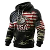 Men's Vintage 250th Anniversary American Flag Eagle Camouflage Print Pocket Hoodie by Inlyline
