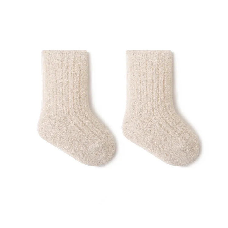 Baby Solid Color Ribbed Fleece Warm Floor Socks