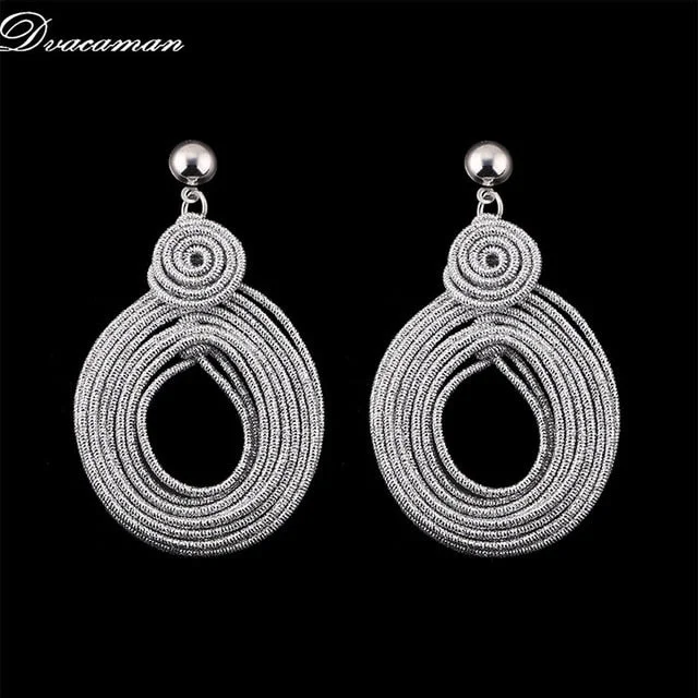 Dvacaman Bohemain Multilayer Round Alloy Drop Earrings Women 2019 New Trendy Maxi Earrings Statement Jewelry Party Gifts Female