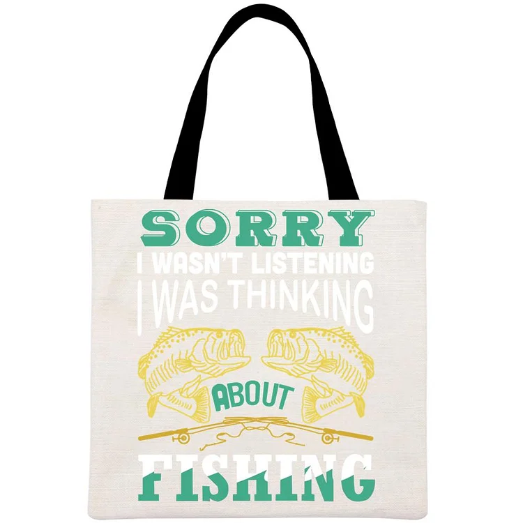 Thinking About Fishing Printed Linen Bag-Annaletters