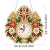Acrylic Special Shape Xmas Cross Wreath Diamond Pearl Painting Clock Handicraft Hanging Kit