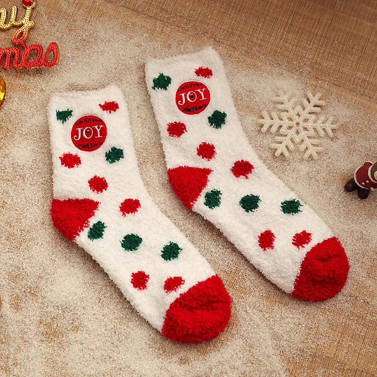 Christmas Green Print Coral Velvet Socks 2024 - Xpluswear