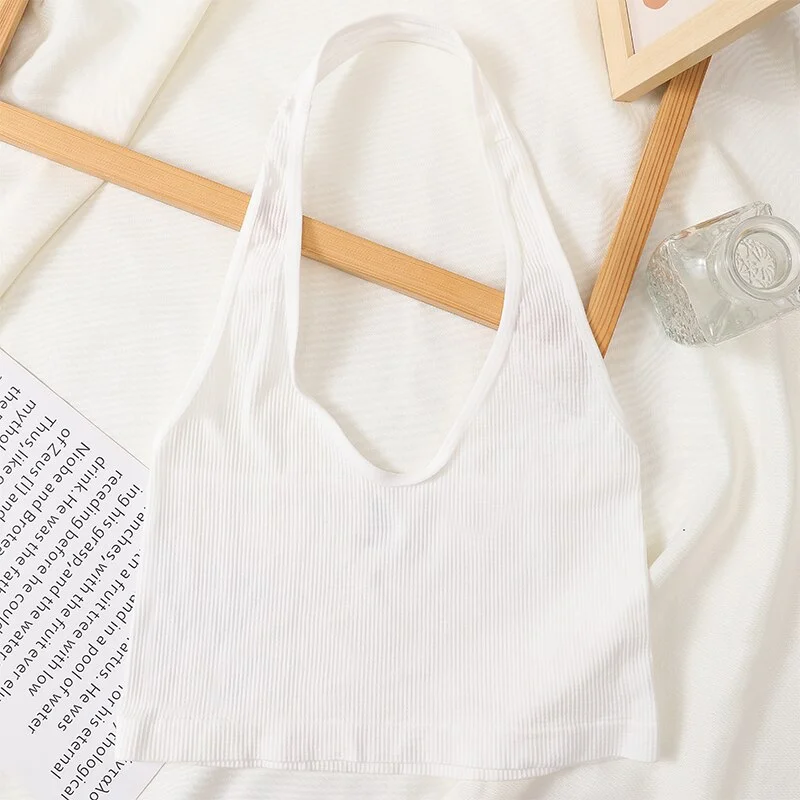 Women Tank Tops Deep V Neck Bralette Rib Bra Top fashion Underwear Backless Off Shoulder Camis fashion Camisole Fashion Halter Tops