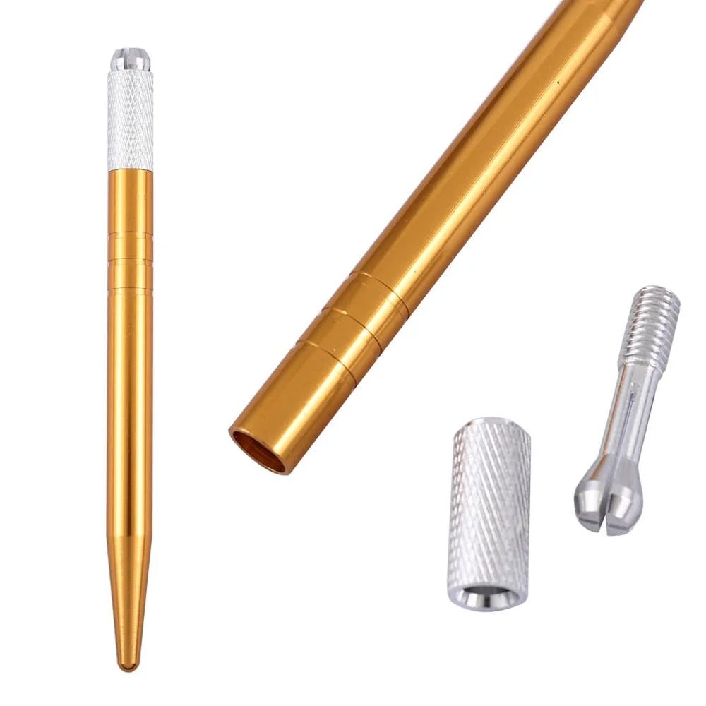 Manual Microblading Semi Permanent Makeup Embroidered Eyebrow Tattoo Pen Stainless Steel Lock-Pin Device Pen Tools Random Color