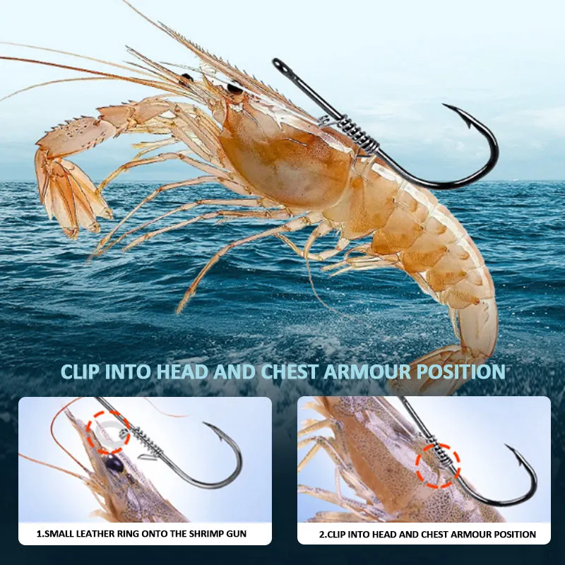 Spring Fish Hooks Sea Fishing Hook with Spring for Live Shrimp Bait (10PCS)