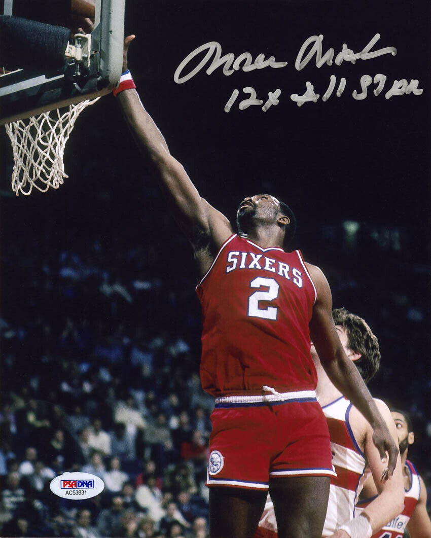 Moses Malone SIGNED 8x10 Photo Poster painting + INSC Philadelphia 76ers PSA/DNA AUTOGRAPHED