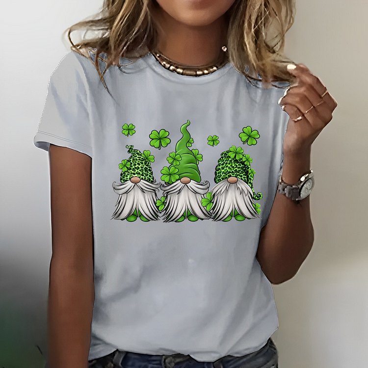 St. Patrick's Gnomes Print T-shirt
