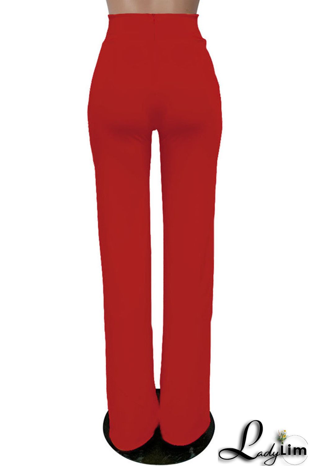 White Fashion Casual Solid Basic Regular High Waist Trousers