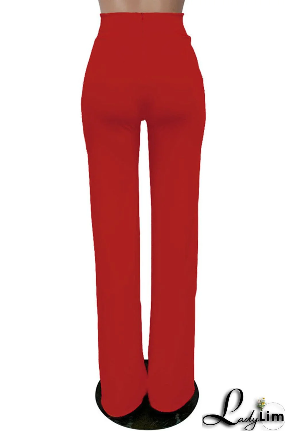 White Fashion Casual Solid Basic Regular High Waist Trousers