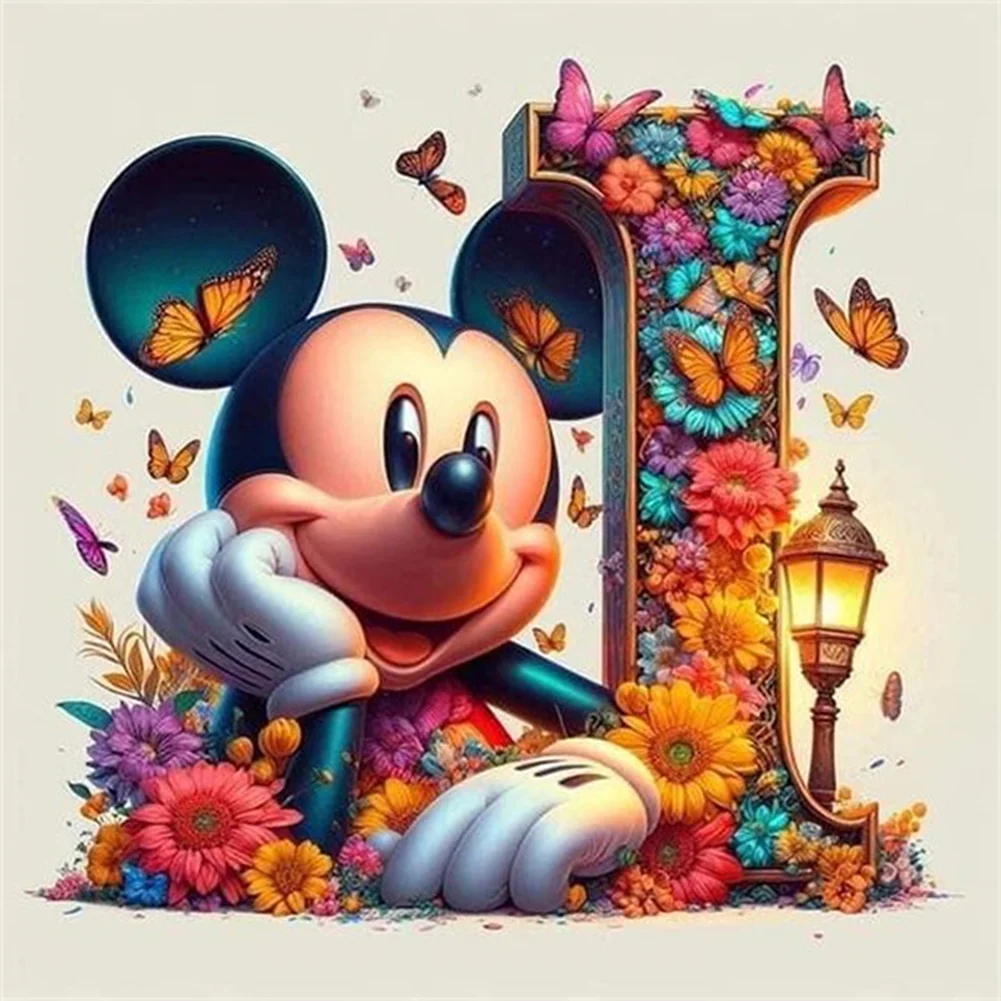 Partial AB Diamond Painting - Full Round Drill - Mickey Minnie Letters(Canvas|35*35cm)
