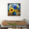 >SALE<Full Embroidery cotton 14CT Print Stain Glass Sunflower Cross Stitch 40x40cm