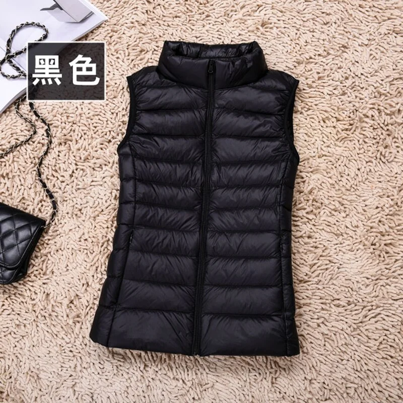 2023 New Women 90% White Duck Down Vest Women's Ultra Light Duck Down Vest Jacket Autumn Winter High Collar Sleeveless Coat