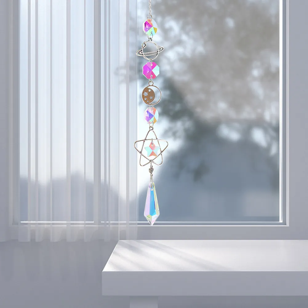 Crystal Wind Chime Prism Catchers Ornament Curtain Home Garden Pendant (C)