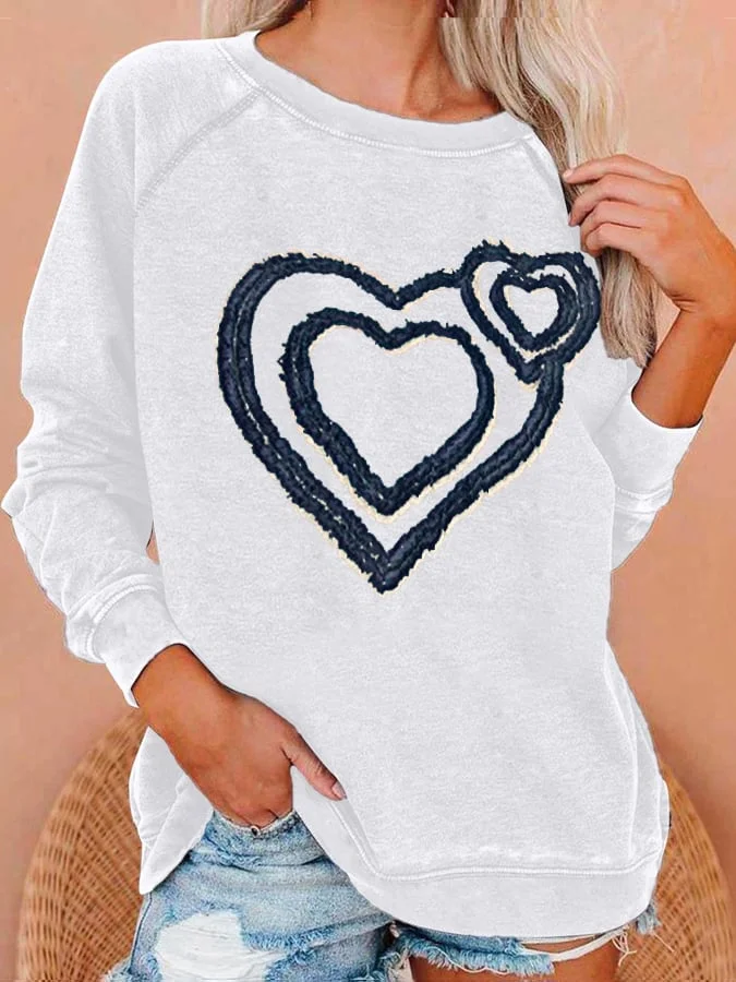 Women's Heart Print Sweatshirt